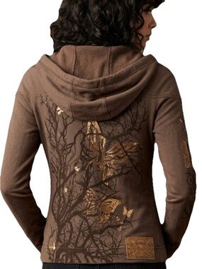 Lauren Moshi Butterflies & Tree Women’s Brown Hoodie Size XS